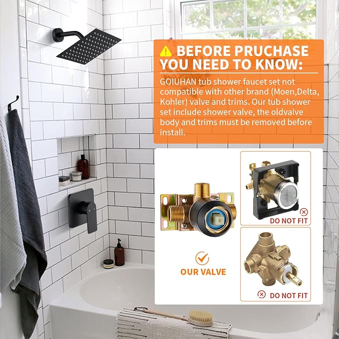 Black Shower Faucet Single Function Trim Kit - Image 2