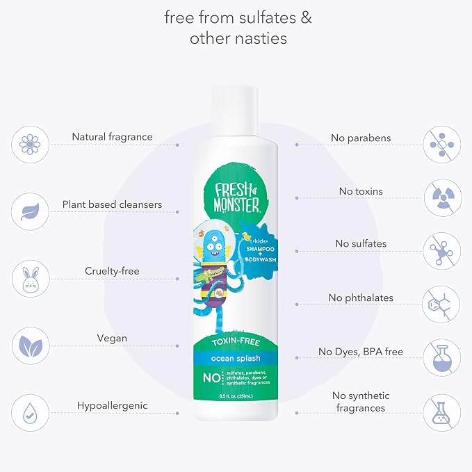 Fresh Monster 2-in-1 Kids Shampoo & Body Wash, Ocean Splash - Image 4