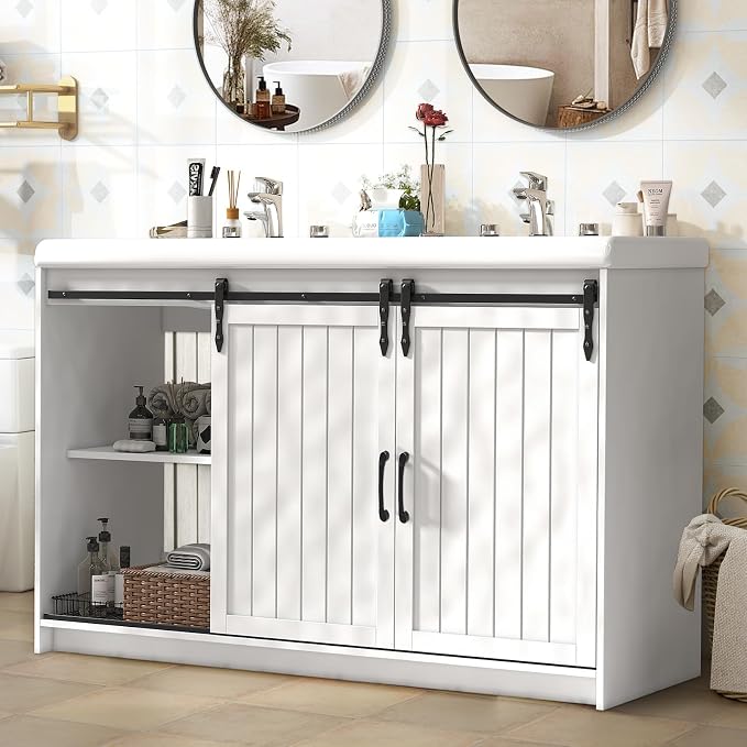 47'' Bathroom Sink Vanity Combo, Large Freestanding Double Bath Vanity Sink Set - Image 9