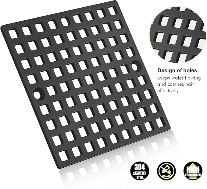 3-7/8" Matte Black Shower Drain Cover - Image 4