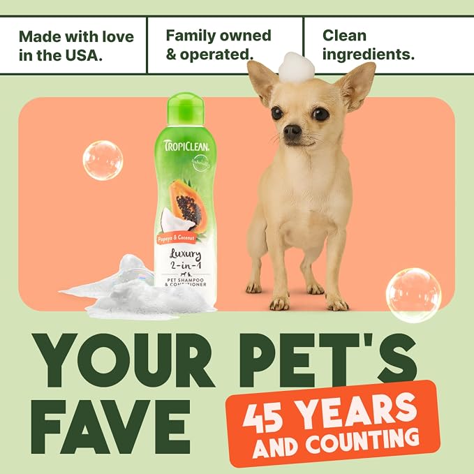 TropiClean 2-in-1 Dog Shampoo and Conditioner, Moisturizing Dog Detangler - Image 8