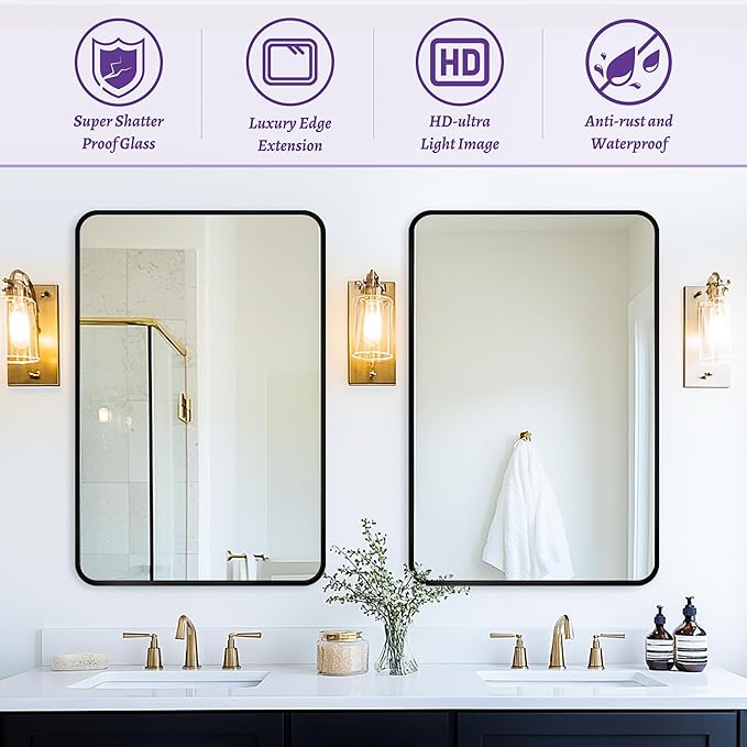 Antok Bathroom Mirror, Decorative Mirrors Vanity Mirror Aluminum Alloy Frame - Image 4