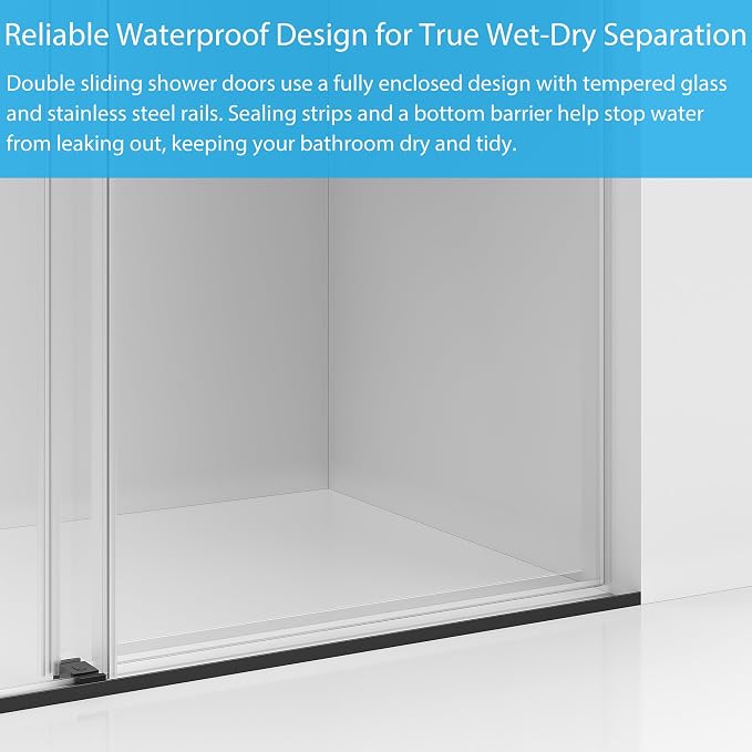 Stainless Steel Sliding Shower Door, 44-48" Adjustable Width x 74" Height - Image 4