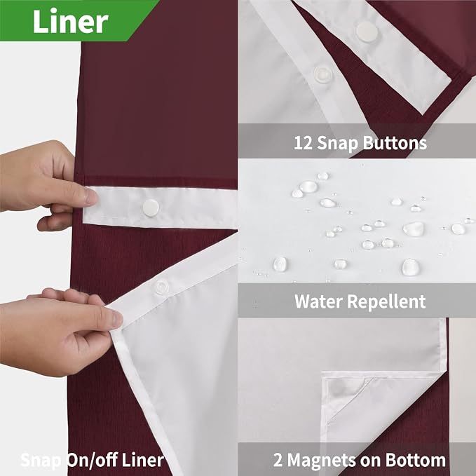 Long No Hooks Needed Linen Textured Shower Curtain - Image 5