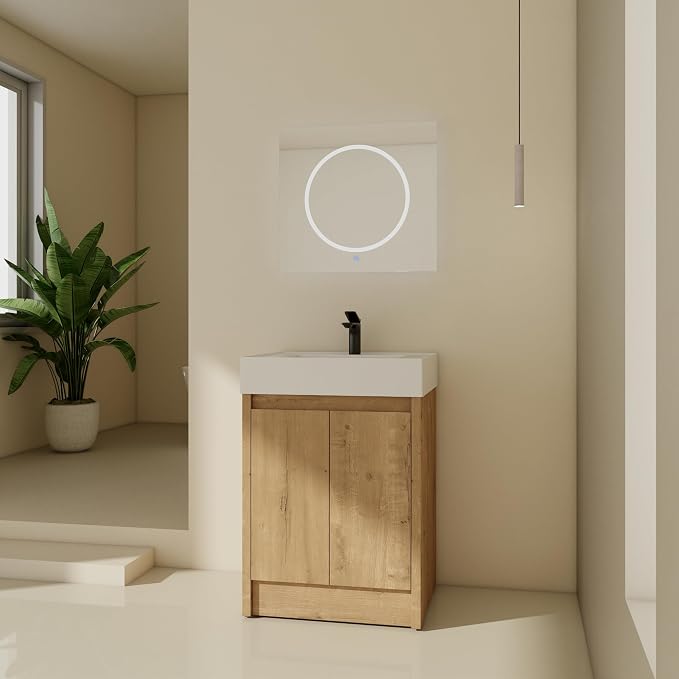 24 inch Bathroom Vanity with Sink, Bathroom Vanity Cabinet W/Resin Sink - Image 9