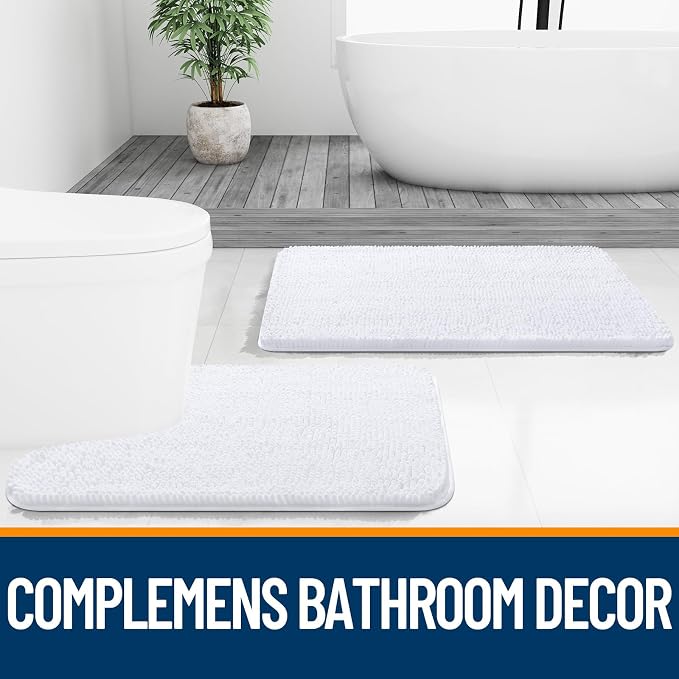 OLANLY Bathroom Rugs 47x32, Extra Soft Absorbent Chenille Bath Rugs, Rubber - Image 7