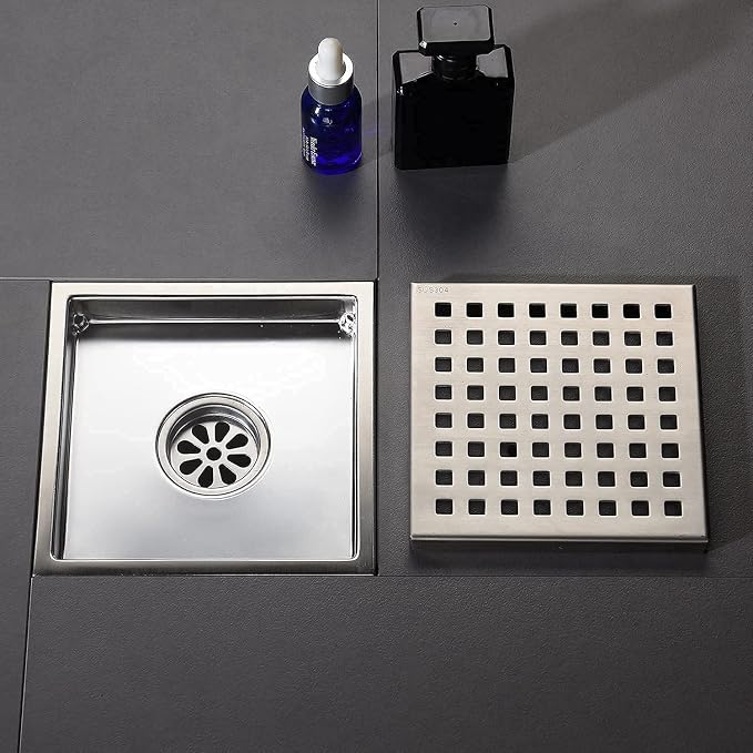 6 Inch Square Shower Floor Drain, Grille - Image 4