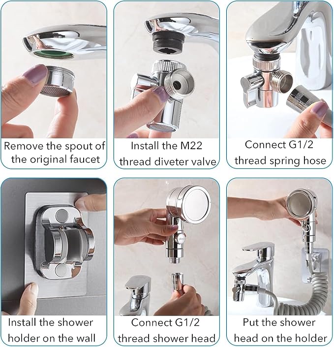 Sink Faucet Sprayer Attachment Set, Kitchen Bathroom Pet Bathing Shower Head - Image 4