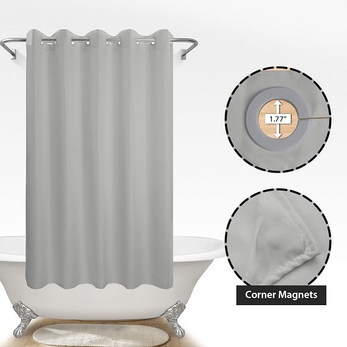 River Dream No Hook Hotel Cloth Grey Shower Curtain Soft Microfiber & Waterproof - Image 5