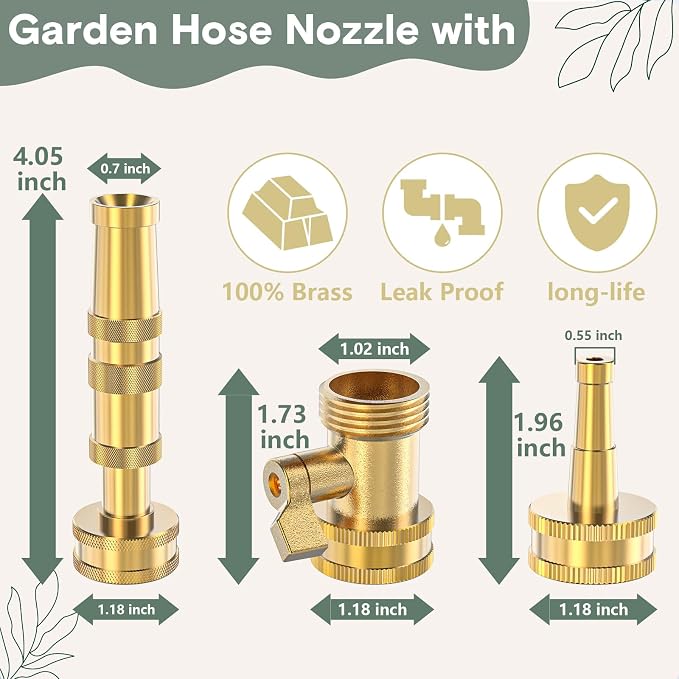 Twinkle Star Heavy-Duty Brass Adjustable Twist Hose Nozzle, High Pressure Hose - Image 2