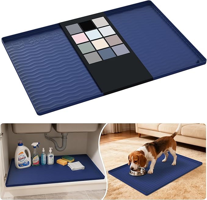 URMONA Waterproof Silicone Under Sink Mat 28'' x 19'' Shelf Liner by URMONA