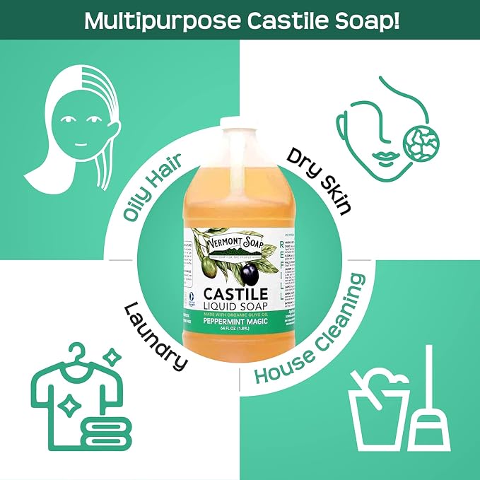 Vermont Castile Soap Peppermint, Gentle Liquid Soap - Image 4