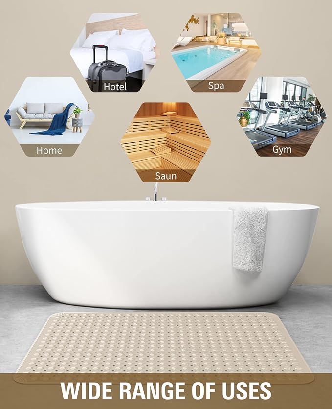 Yolife Extra Large TPE Shower Mat, 47.2" L x 31.5" W Anti Slip Bath Mat - Image 6