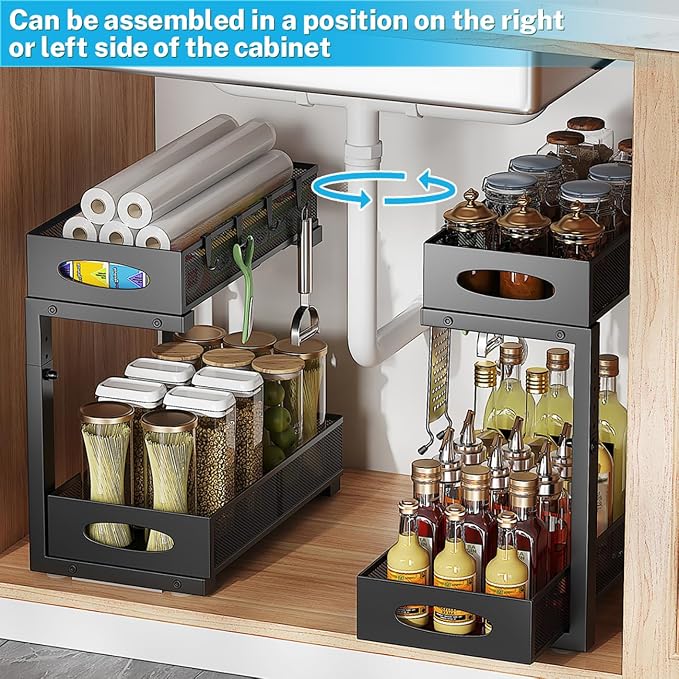 Under Sink Organizer, 2-Tier Pull Out Cabinet Organizer - Image 4