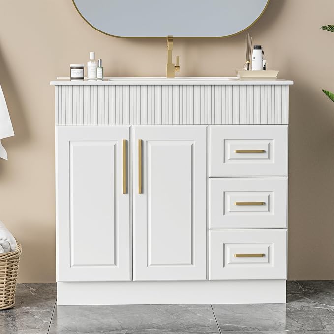36" Bathroom Vanity with Sink, Freestanding Bathroom Vanity with Integrated by BUPWHEK
