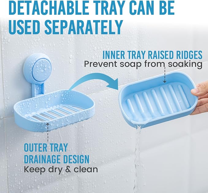 TAILI Soap Dish Bar Holder Suction Cup, SoapSaver - Image 3