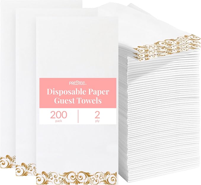 Prestee 200 Pack Disposable Paper Guest Towels by Prestee