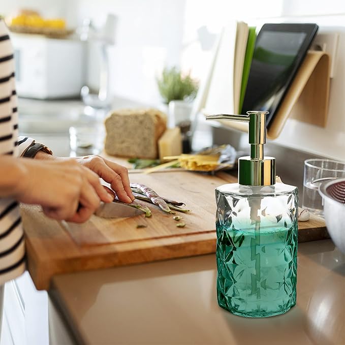 Crystal Glass Soap Dispenser, 330ml/11oz. Clear Glass Lotion Soap Dispenser - Image 5