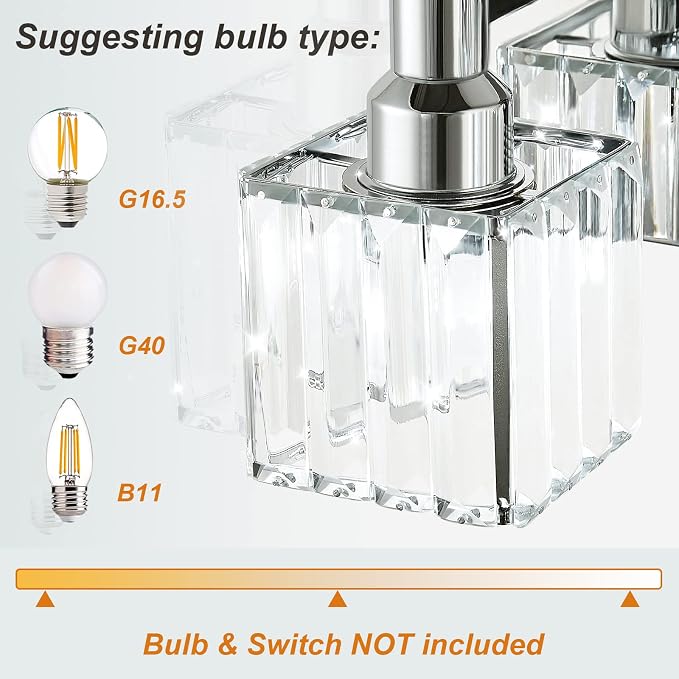 Modern Crystal Bathroom Vanity Light 4-Light Wall Light Fixtures Over Mirror - Image 5