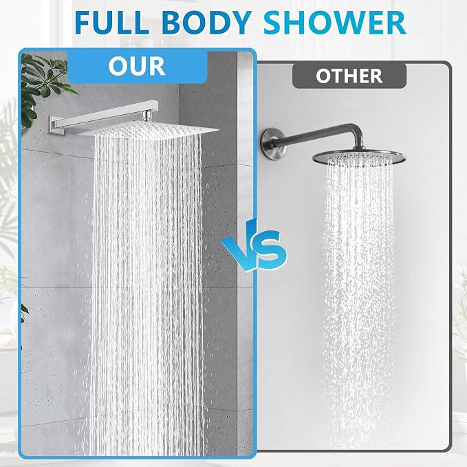 Square Rainfall Shower Head, High Pressure Flow - Image 4