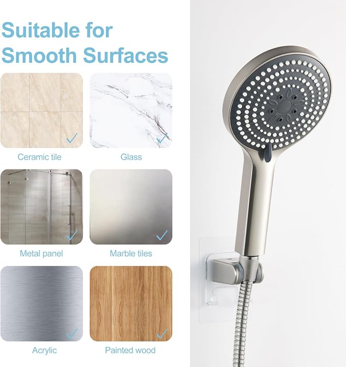 OFFO Shower Head Holder, Strong Adhesive Shower Hooks, 40° Adjustable - Image 5