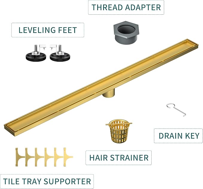 Linear Shower Drain 42", Brushed Floor Drain - Image 4