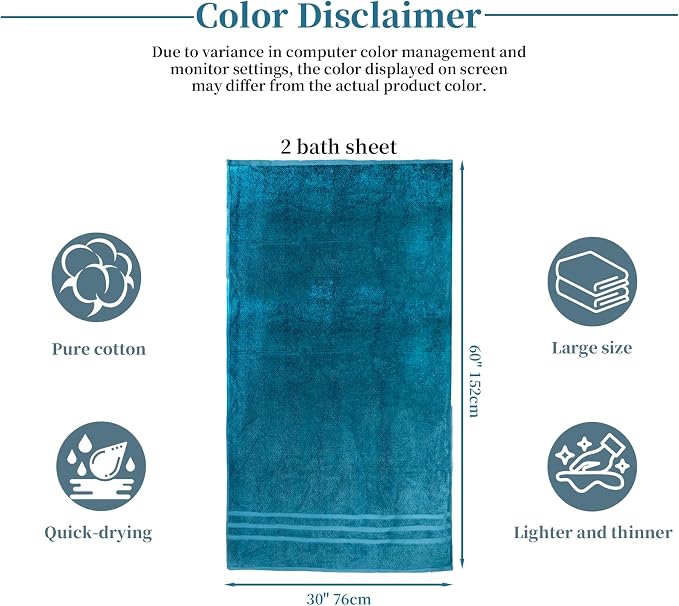 Cotton Bath Towel – Large 30x60 Inches, Thick & Absorbent Towel - Image 7