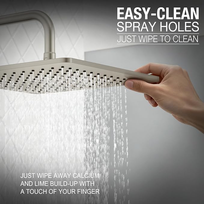Lava Odoro 12-inch Modern Square Shower Faucet Set Brushed Nickel, Shower Trim - Image 4