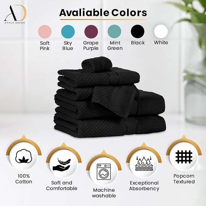 Ample Decor Wash Cloth Set of 5 100% Cotton - Image 3