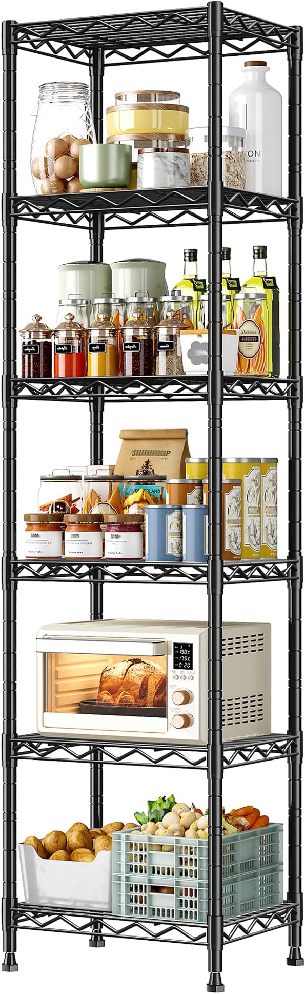6 Wire Shelving Metal Shelves Storage Rack:Adjustable Storage Shelves Standing by Durayloly