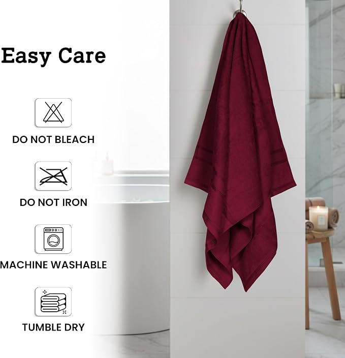 Casa Lino Burgundy Bath Towels Set of 4 - Image 7