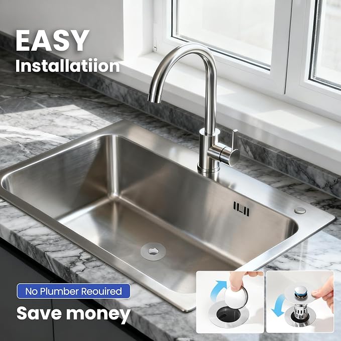 Universal Bathroom Sink Stopper, Pop Up Sink Drain Strainer Plug - Image 9