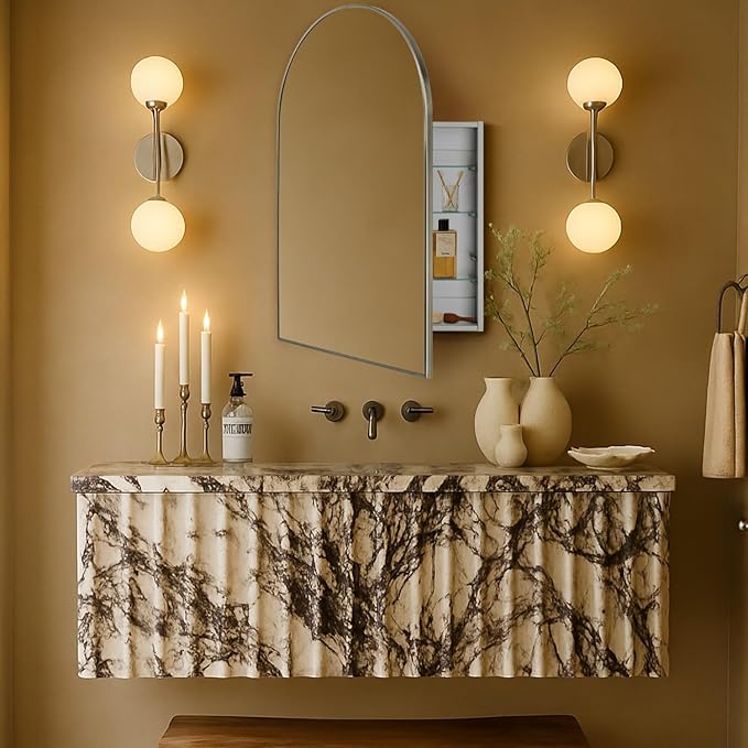 TEHOME 20 x 30'' Brush Nickel Arched Bathroom Medicine Cabinet - Image 3