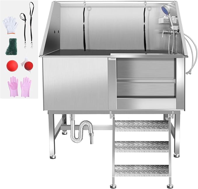 50" Stainless Steel Dog Washing Station, Pet Grooming Tub by ROREP
