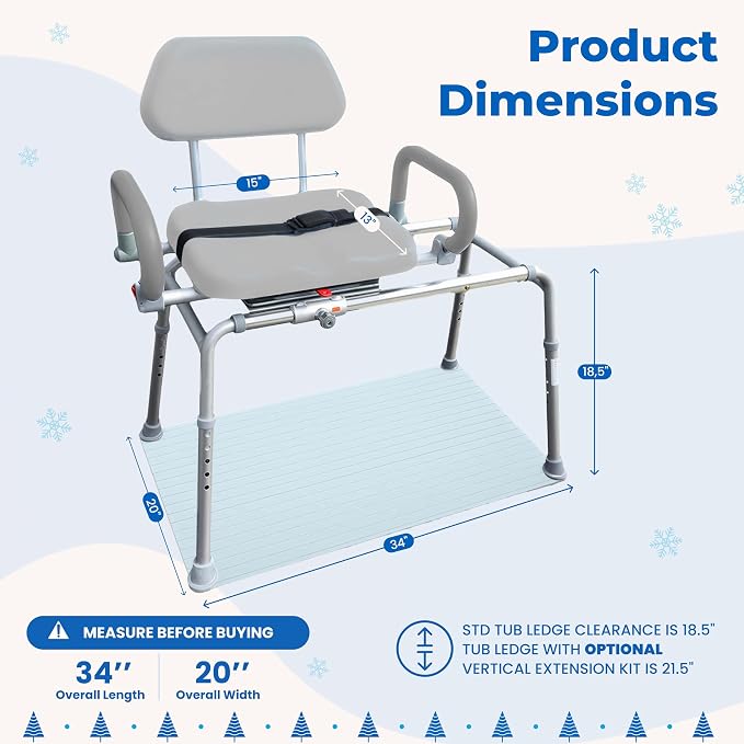 Carousel Sliding Shower Chair Transfer Bench - Image 2