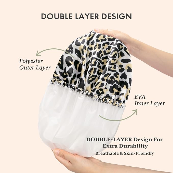 AmazerBath Shower Cap, Double Layers Hair Cap - Image 2