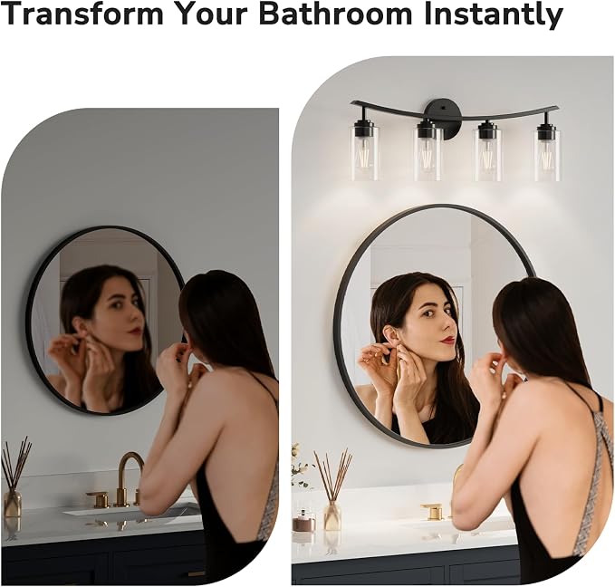 USHOWER 4-Light Bathroom Light Fixtures, Vanity Lights - Image 4