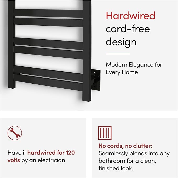 WarmlyYours Heated Towel Warmer Rack, Integrated On/Off Switch - Image 6