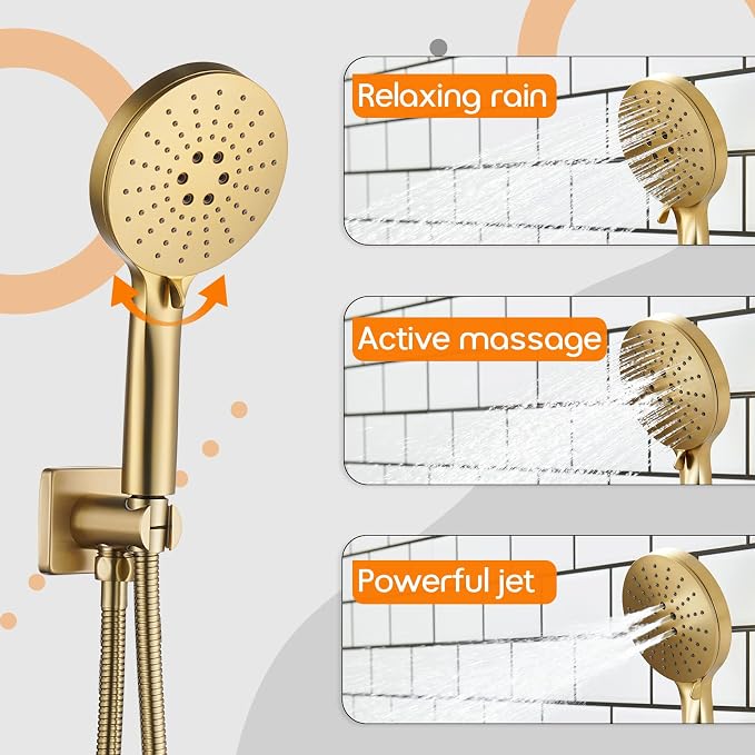 Bathroom Shower Trim Kit with 10'' High Pressure Rain Shower Head, 3-Function - Image 4