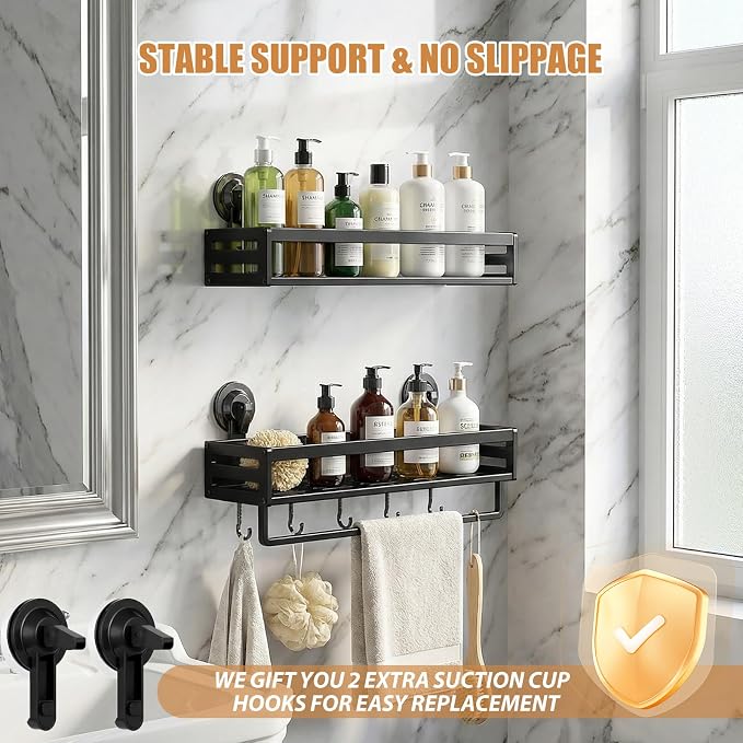 Shower Caddy Suction Cup, 11.8 inch 2 Pack Suction Shower Shelf - Image 2
