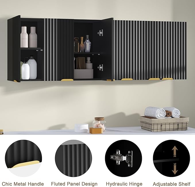 ChooChoo 3 Doors Wall Cabinet Laundry Room, Bathroom Wall Cabinet - Image 6