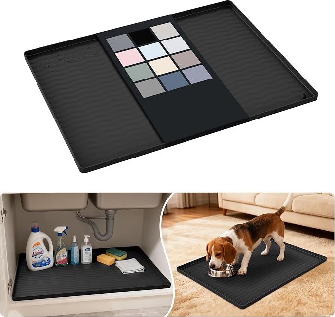 URMONA Waterproof Silicone Under Sink Mat 25'' x 19'' Shelf Liner by URMONA
