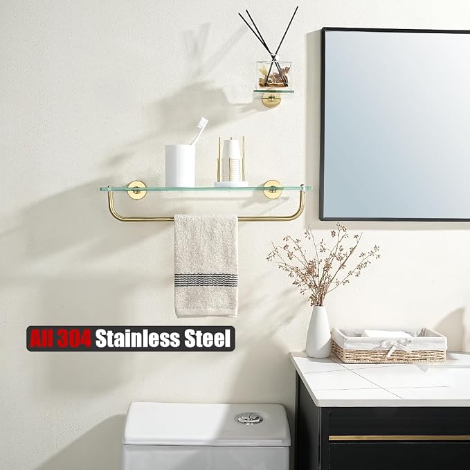 JQK Bathroom Glass Shelf, Shelf - Image 4