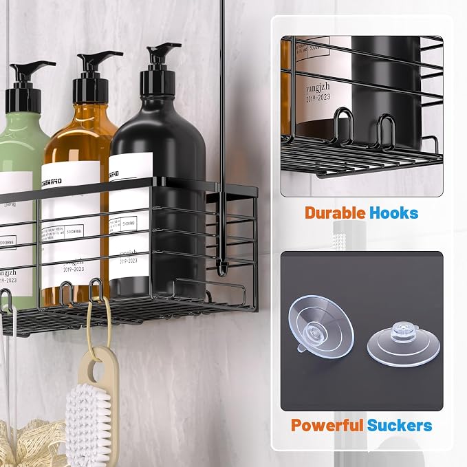 YUOROS Hanging Shower Caddy, Over the Door Shower Organizer Rack 304 Stainless - Image 3