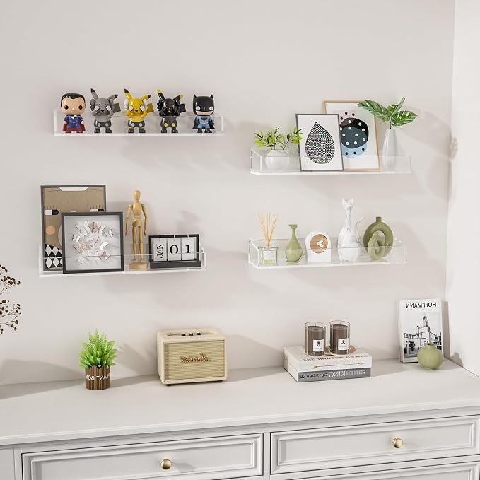 4PCS Acrylic Floating Shelves for Wall, Bathroom Shelf - Image 2