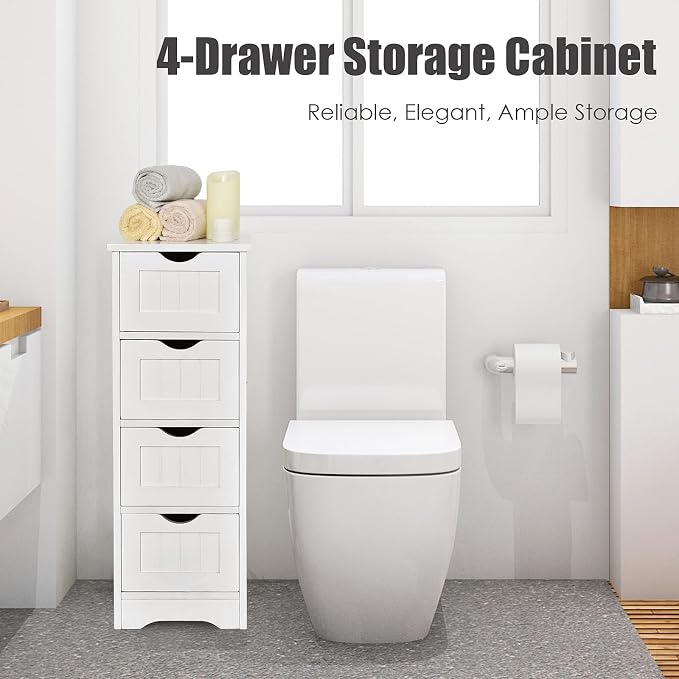 Tangkula Floor Cabinet Wooden Storage Cabinet Home Office Living Room Bathroom - Image 9