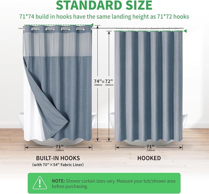 No Hooks Needed Linen Textured Shower Curtain - Image 6