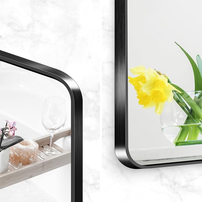 BONEWEI 24x40 inch Bathroom Mirror, Wall Mounted Bathroom Frame Vanity Mirror - Image 6