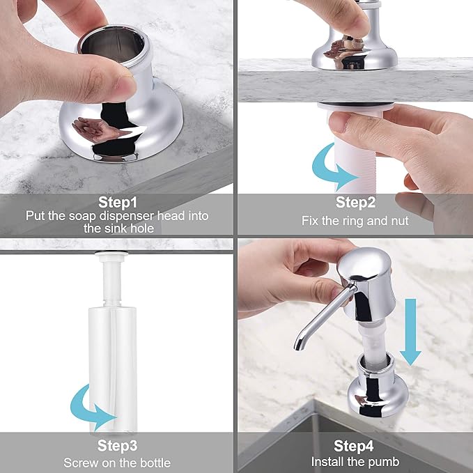 SAMODRA Built in Kitchen Sink Soap and Chrome Lotion Dispenser Built in Design - Image 8