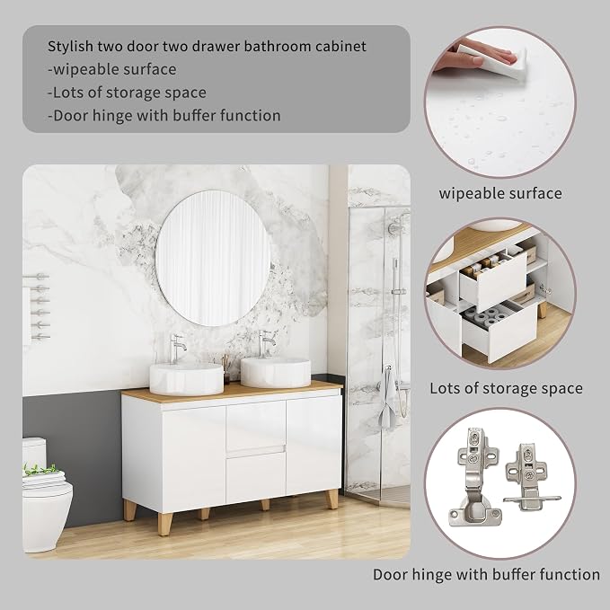 47-Inch Dounle Sink Bathroom Vanity, Freestanding Bathroom Vanities - Image 5